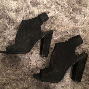 Suede open toe booties